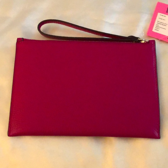 Kate Spade Roulette Pebbled Leather Small Saddle Bag Wristlet Anemone Pink NWT - Picture 9 of 12
